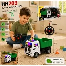 Remote Control City Builder Truck - დისტანციურად მართვადი მწვანე სატვირთო მანქანა
