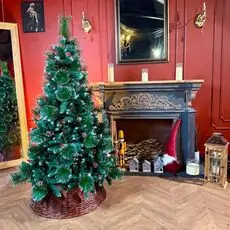 Christmas Tree With Pine Cones And Berries 180 CM ნაძვის ხე დათოვლილი ბოლოებით გირჩით და კენკრით (OT024)