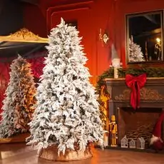 Snow-Covered Christmas Tree With Mixed Silicone Needle And Pine Cones PE+PVC 210 CM - დათოვლილი ნაძვის ხე შერეული სილიკონის წიწვებით და გირჩით