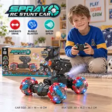 Remote Control Stunt Car with Bubble Gun  - სათამაშო დისტანციური მანქანა საპნის ბუშტების თოფით