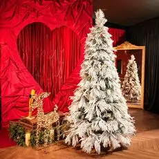 Snow-Covered Christmas Tree With Pine Cones 210 CM ნაძვის ხე დათოვლილი, შერეული სილიკონის ტოტებით და გირჩით