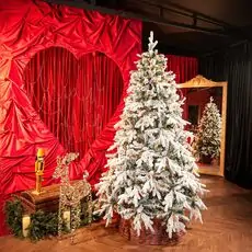 Christmas Tree 210 CM With Pine Cones And Lights, PE + PVC Snow-Covered ნაძვის ხე სილიკონის შერეული ტოტებით, გირჩით და განათებით