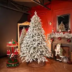 Snowhaven Christmas Tree With Lights 225 CM Snow-Covered - საახალწლო ნაძვის ხე დათოვლილი ტოტებით და განათებით