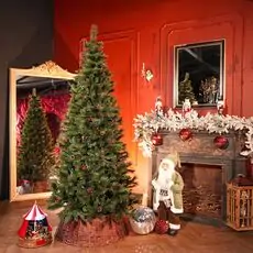 Winter Pearl Christmas Tree 210 CM With Pine Cones And Berries - ნაძვის ხე გირჩით და კენკრით