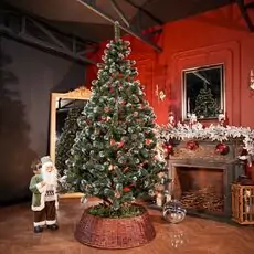 Lidia Green Christmas Tree With White Tips, Pine Cones And Berries PVC 250CM - ნაძვის ხე თეთრი ბოლოებით, გირჩით და კენკრით
