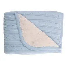 KikkaBoo-ს ახალშობილის პლედი Knitted Blanket Sherpa Blue