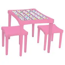 Pilsan-ის სკამი და მაგიდა 03 493 STORY TABLE WITH STOOLS-PINK