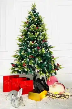 Christmas Tree With Pine Cones And Berries საახალწლო ნაძვის ხე სილიკონის შერეული  წიწვებით, გირჩით და კენკრით 180 სმ (OT2003), 18 image