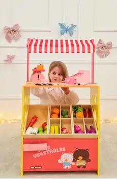 Supermarket With Set Of Vegetable - ხის სათამაშო ბოსტნეულის დახლი-მაღაზია, 7 image
