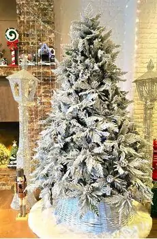 Christmas Tree 210 CM Snow-Covered დათოვლილი ნაძვის ხე შერეული სილიკონის ტოტებით