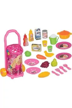 Dede 01508 BAZAAR TROLLEY BARBIE 25 pcs სათამაშო ურიკა სამზარეულოს აქსესუარებით, 2 image