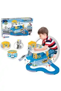 Dede 03348 2 LEVEL POLICE STATION GARAGE SET MEGA PIST სათამაშო ტრასა, 10 image