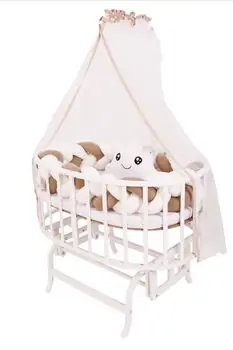 Bebeconfor Amedan White Color Basket Cradle With White/Brown Bumper ახალშობილის საწოლი, 2 image
