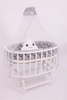 Bebeconfor Amedan White Color Basket Cradle With Grey Bumper ახალშობილის საწოლი, 4 image