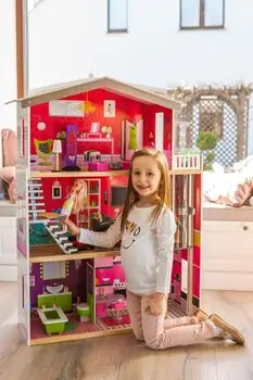 Wooden Doll House with elevator TS006 თოჯინის ხის სამ სართულიანი სახლი ავეჯით, 8 image