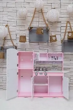 Toy Wooden Kitchen For Real Chef TX1319 Pink ხის სათამაშო სამზარეულო, 2 image