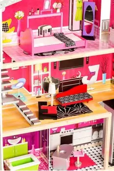 Wooden Doll House with elevator TS006 თოჯინის ხის სამ სართულიანი სახლი ავეჯით, 6 image