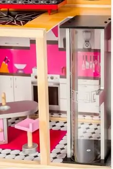Wooden Doll House with elevator TS006 თოჯინის ხის სამ სართულიანი სახლი ავეჯით, 7 image