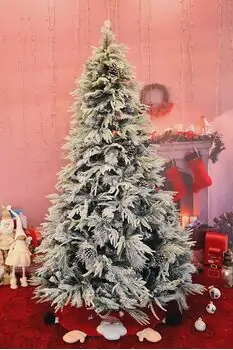 Snow-Covered Christmas Tree With Pine Cones 240 CM ნაძვის ხე დათოვლილი, შერეული სილიკონის ტოტებით და გირჩით, 2 image