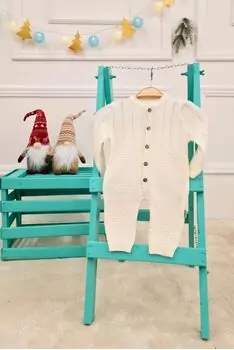 Cute Knitted Romper White - ახალშობილის ნაქსოვი რომპერი