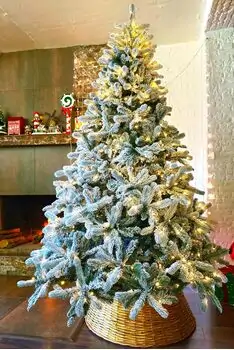 Christmas Tree With Lights 240 CM PE + PVC Snow-Covered - ნაძვის ხე, დათოვლილი, შერეული სილიკონის წიწვებით და განათებით, 14 image