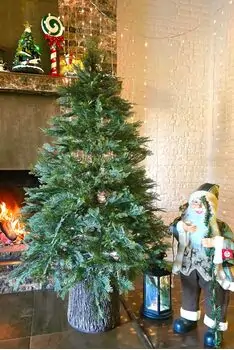 Christmas Tree 180 CM With Simulated Stump Pot PE - ნაძვის ხე ხის მორის ვიზუალის ქოთნით, 100% სილიკონი, 2 image
