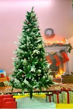 Christmas Tree With Cone And Berries საახალწლო ნაძვის ხე დათოვლილი ბოლოებით გირჩით და კენკრით 240 სმ (OT2076), 8 image