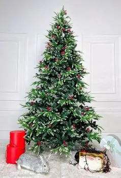 Christmas Tree With Pine Cones And Berries საახალწლო ნაძვის ხე შერეული სილიკონის წიწვებით გირჩით და კენკრით 240 სმ (OT2018), 2 image