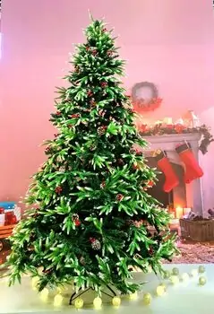 Christmas Tree With Pine Cones And Berries საახალწლო ნაძვის ხე შერეული სილიკონის წიწვებით გირჩით და კენკრით 240 სმ (OT2018)