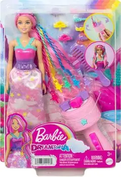 Barbie Dreamtopia HNJ06 wist 'n Style Pink Hair - სათამაშო ბარბი აქსესუარებით