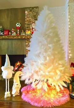 Beige Feather Christmas Tree 210 CM - ნაძვის ხე ბუმბულის წიწვებით