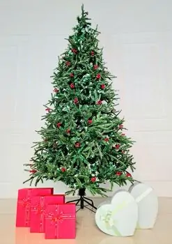 Christmas Tree With Berries საახალწლო ნაძვის ხე სილიკონის შერეული წიწვებით და კენკრით 210 სმ (OT035), 7 image