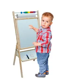 Natural wood magnetic board with counter - OPN საბავშვო ხის ორმხრივი სახატავი დაფა, 5 image