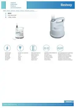 Bestway 58230 Pool Drain Pump 3028L/800gal - აუზის წყლის ამოსატუმბი ტუმბო, 7 image