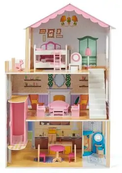 Wooden Doll House For Kids - თოჯინის ხის სამ სართულიანი სახლი ავეჯით, 17 image