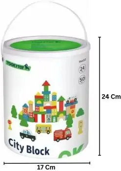 Tooky Toy Wooden City Block Set - ხის განსავითარებელი სათამაშო კუბიკები, 4 image