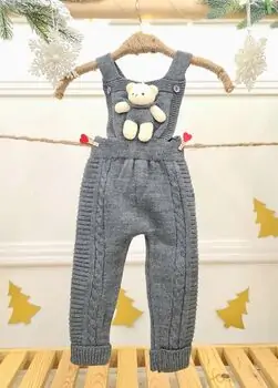 Big Bear Knitted Overalls Dark Grey - საბავშვო ნაქსოვი კომბინიზონი