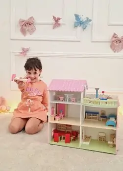 Wooden Doll House With Accsesoriess  - თოჯინის სახლი ავეჯით, 7 image