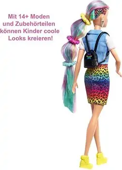 Barbie Leopard Rainbow Hair Doll GRN81 ბარბის თოჯინა აქსესუარებით, 5 image