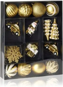 Christmas Hanging Decoration Set Gold 20pcs 8cm  ნაძვის ხის სათამაშოები