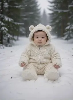 Fluffy Warm romper Beige - საბავშვო ფუმფულა რომპერი, 2 image
