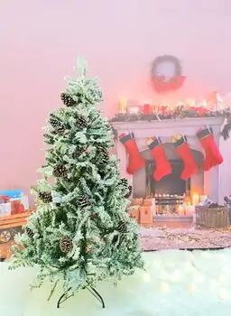 Snow-Covered Christmas Tree დათოვლილი საახალწლო ნაძვის ხე გირჩით 180 სმ (OT718)