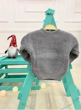Cute Knitted Sweater Grey - გრძელ მკლავიანი სვიტერი