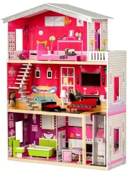 Wooden Doll House with elevator TS006 თოჯინის ხის სამ სართულიანი სახლი ავეჯით, 2 image