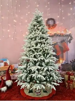 Snow-Covered Christmas Tree With Lights 210 CM ნაძვის ხე დათოვლილი, შერეული სილიკონის ტოტებით და განათებით, 3 image