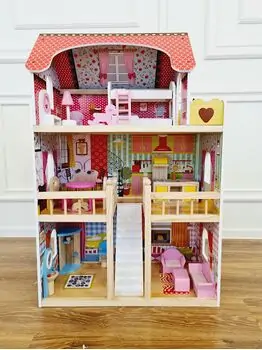 Moni Toys 4109 Wooden doll house Emily საბავშვო ხის სათამაშო თოჯინის სახლი