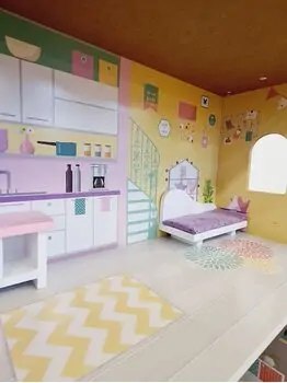 Moni Toys 4121 Wooden doll house Anna საბავშვო ხის სათამაშო თოჯინის სახლი, 12 image