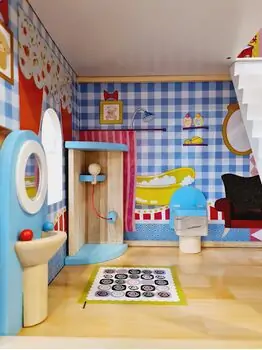 Moni Toys 4109 Wooden doll house Emily საბავშვო ხის სათამაშო თოჯინის სახლი, 12 image