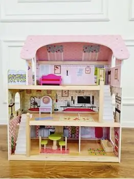 Moni Toys 4110 Wooden doll house Mila საბავშვო ხის სათამაშო თოჯინის სახლი, 12 image