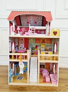 Moni Toys 4109 Wooden doll house Emily საბავშვო ხის სათამაშო თოჯინის სახლი, 2 image